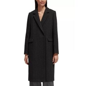 Scotch & Soda Gray Herringbone Wool Blend Longline Classic Trench Coat Sz M $318